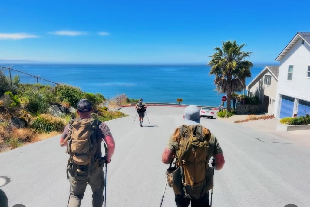 Two people walk